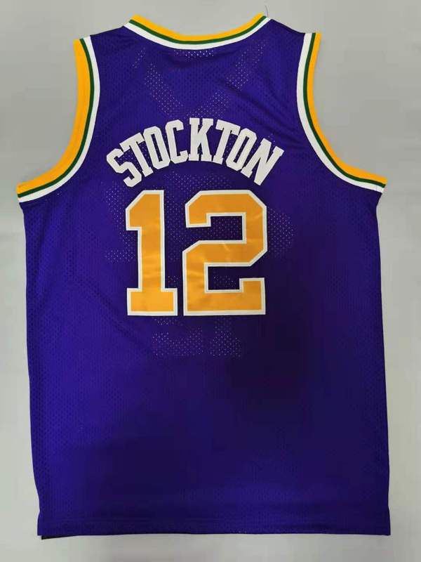 Men Utah Jazz #12 Stockton Purple Throwback Best mesh 2021 NBA Jersey->utah jazz->NBA Jersey